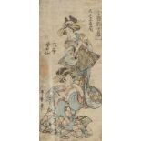 Kitagawa UtamaroZwei Frauen(Edo 1753-1806 ebd.) Farbholzschnitt. Links Künstlersignatur. Hosoban-