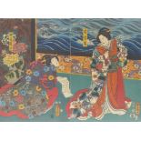 Utagawa Kunisada (Toyokuni III.)Zwei Schauspielerbildnisse aus der Geschichte "Kagamiyama"(