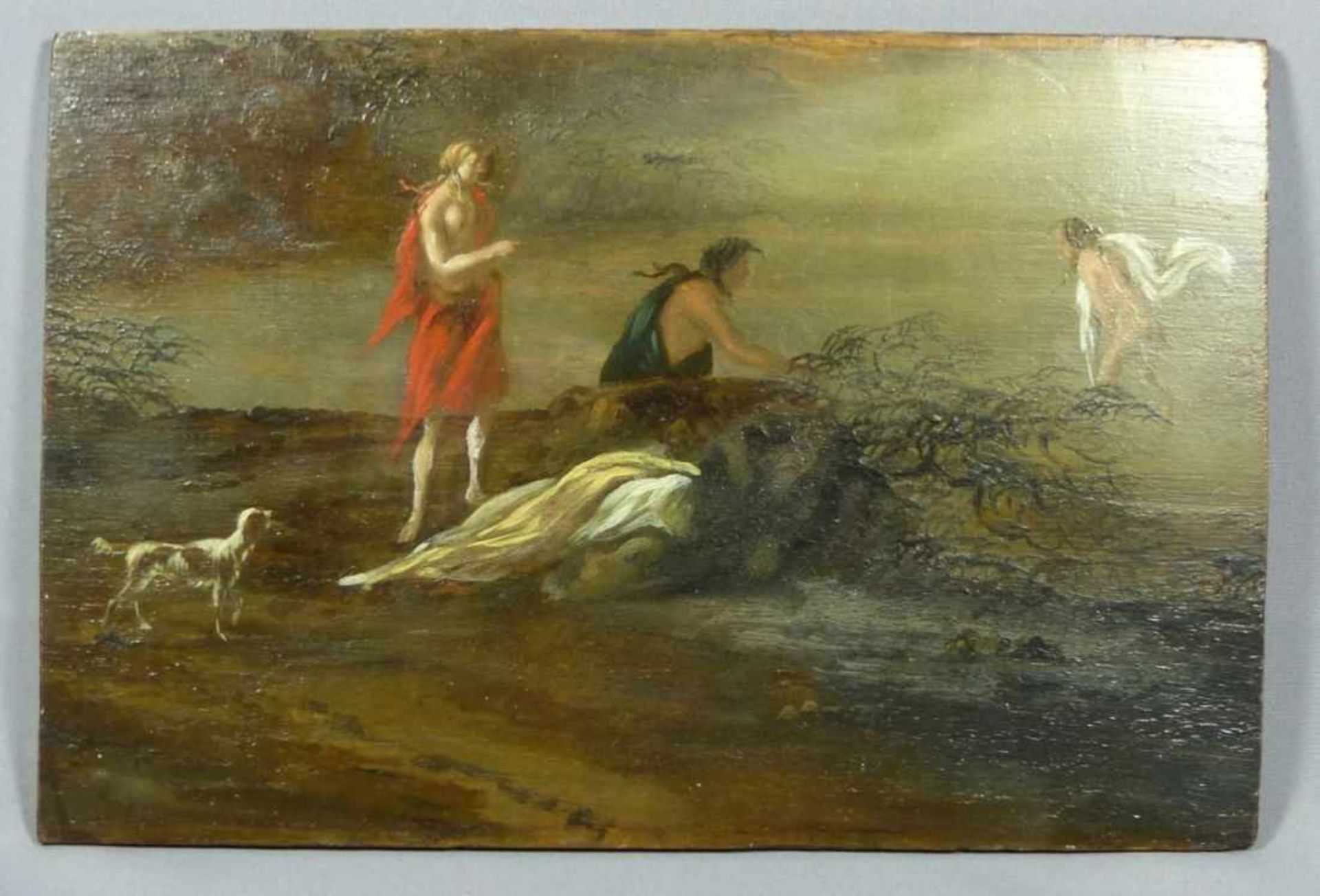Mythologische SzeneUnbekannter Künstler d. 18. Jh.Skizzenhafte Darstellung zweier Figuren am Ufer,