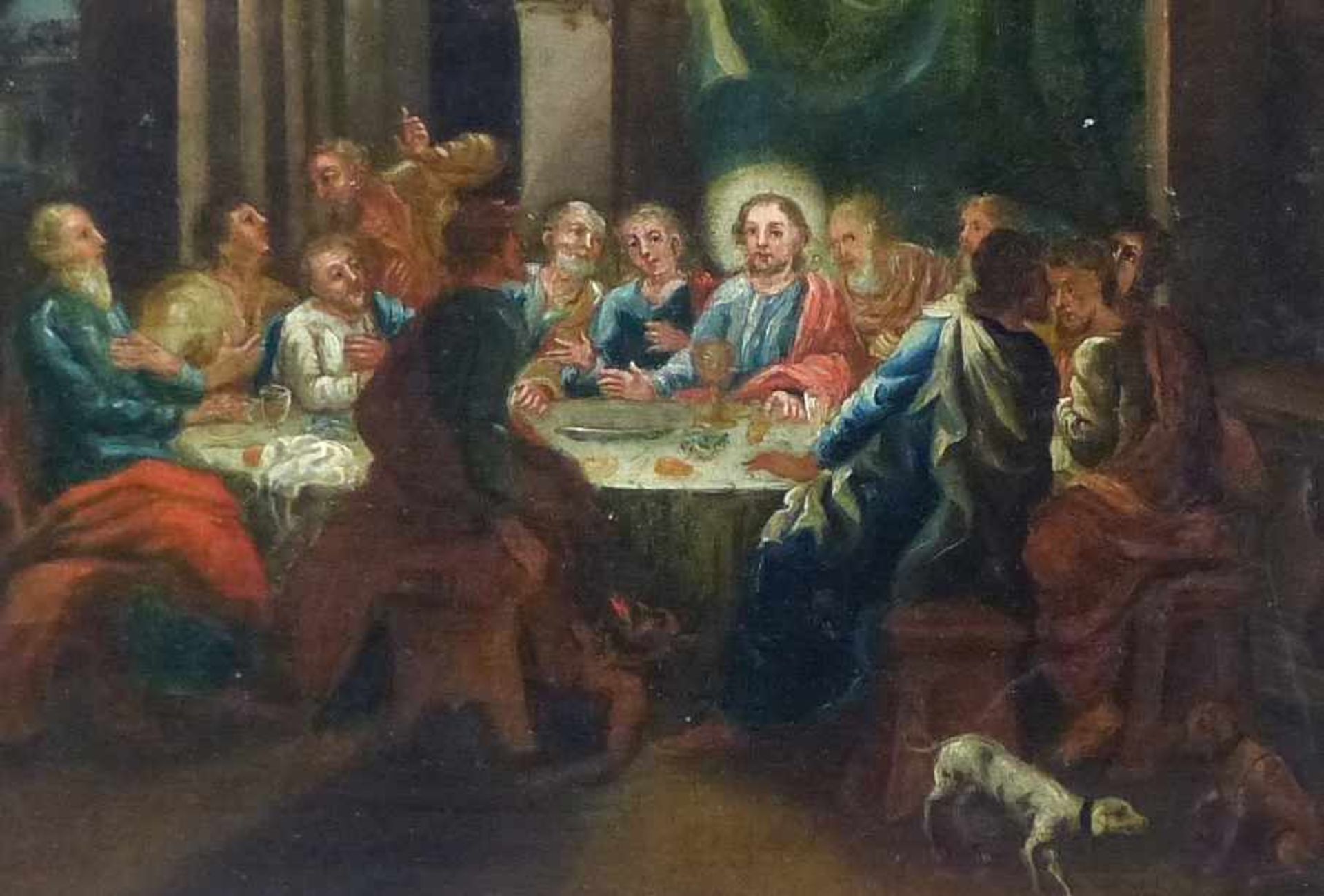 Das letzte Abendmahl18. Jh.In palastähnlichem Interieur mit Ausblick in die Landschaft auf der - Bild 3 aus 3