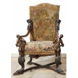 Prunkvoller Sessel, in der Art des Andrea BrustolonVenedig, E. 19. Jh.Auf vier geschwungenen durch
