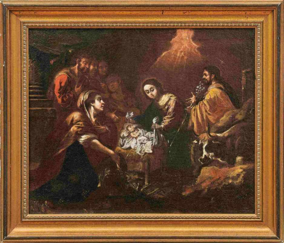 Anbetung des Jesuskindes durch die HirtenNeapolitanische Schule des 17. JahrhundertsÖlskizze/Lwd.,