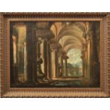 Capriccio mit Pantheon und Ruinen in RomItalien, 18. Jh.Öl/Lwd., doubl. 80 x 110 cm.Capriccio with