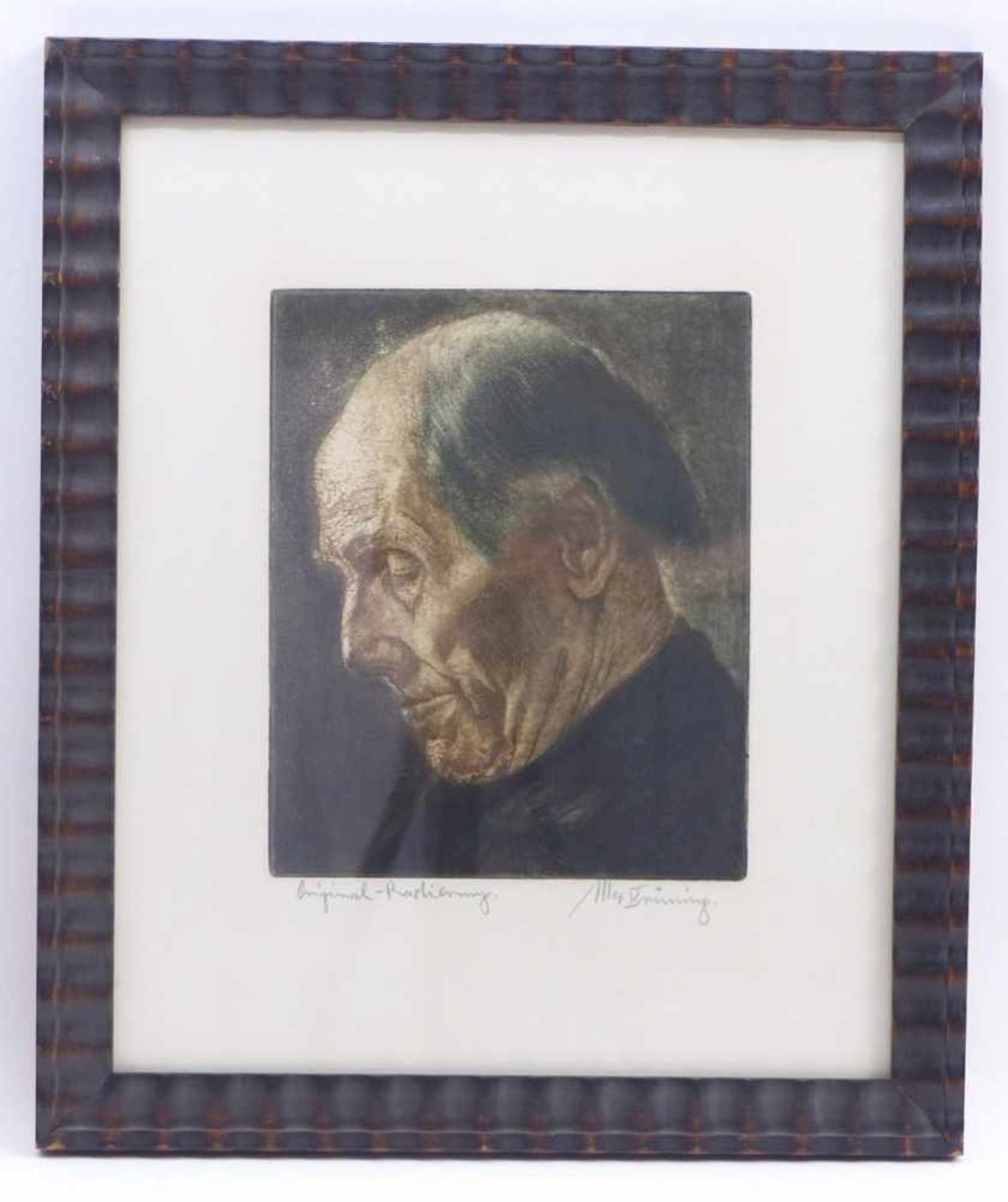 Brüning, MaxKopf eines alten Mannes(Delitzsch 1887-1968 Lindau) Farbradierung. Rechts unten - Bild 2 aus 3