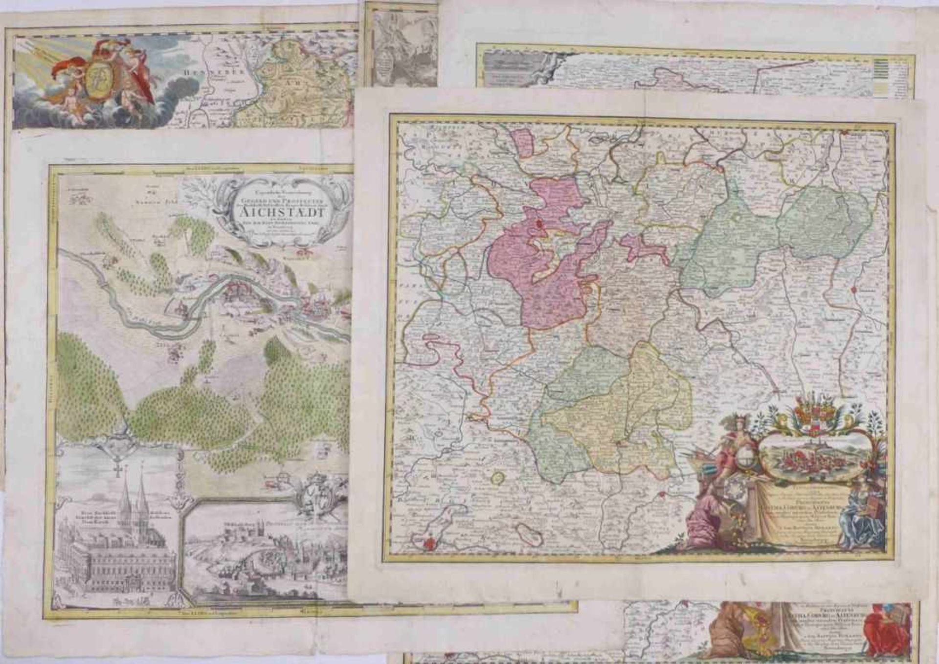 Homann, Johann Baptist und ErbenSechs Karten zum Gebiet Franken u.a.(Kammlach 1664-1724 Nürnberg)