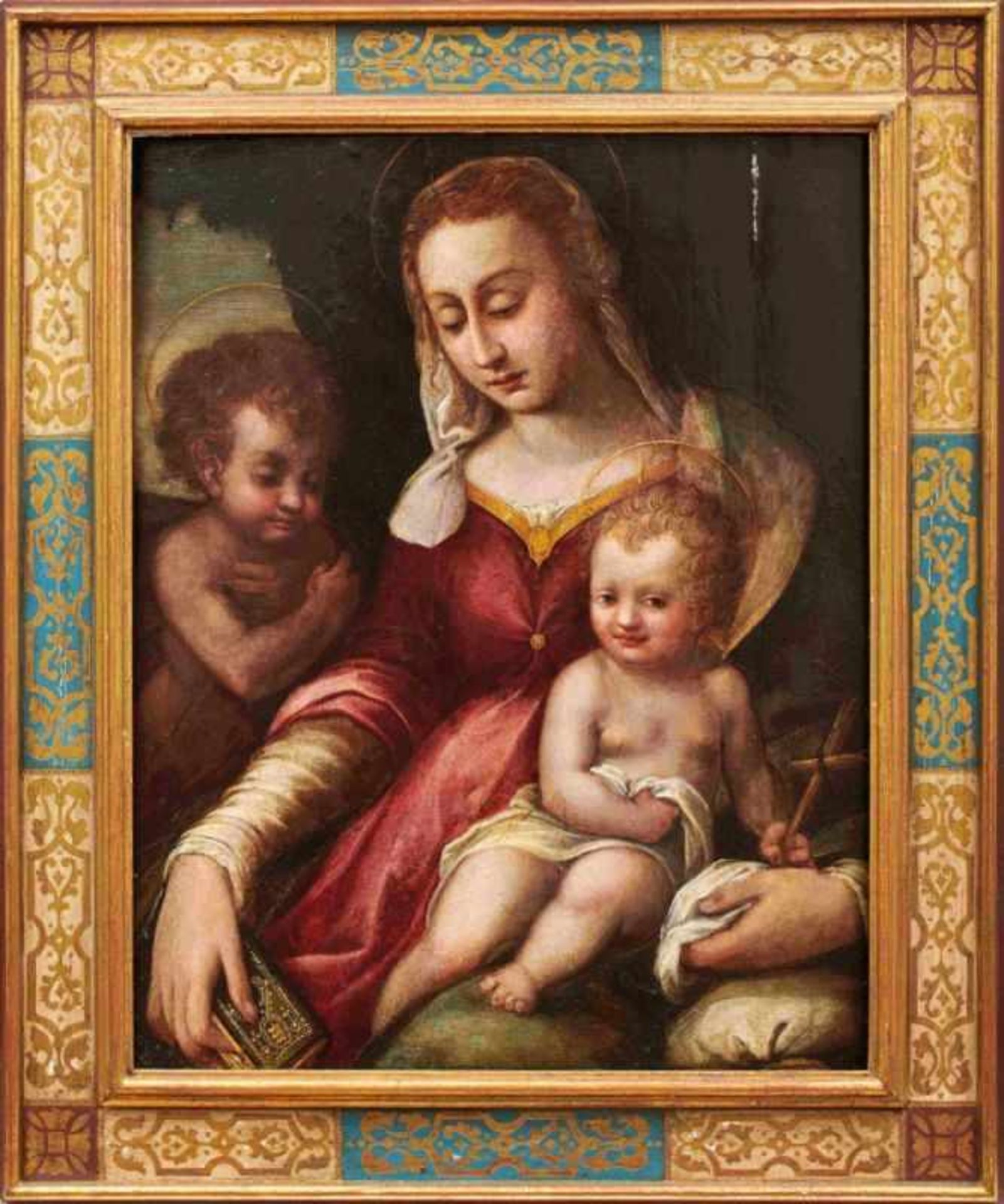 Madonna mit Kind und dem JohannesknabenVenezianische Schule, um 1560-80Öl/Pappelholz. 77 x 60,5