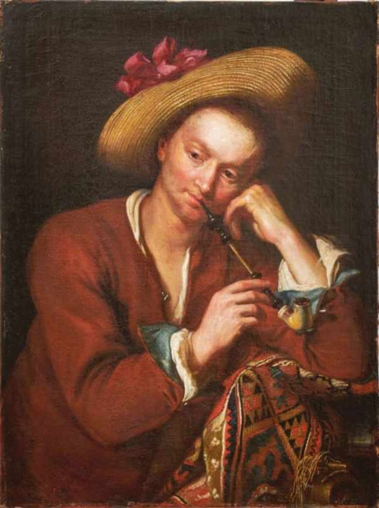 Adler, Salomon (Attrib.)Melancholischer Pfeifenraucher mit Strohhut(Danzig 1630-1691 od. 1709