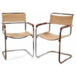 Zwei Freischwinger "S34"Wohl Thonet, Wien - 20. Jh.Entwurf: Mart Stam, 1926. Stahlrohr, verchromt,