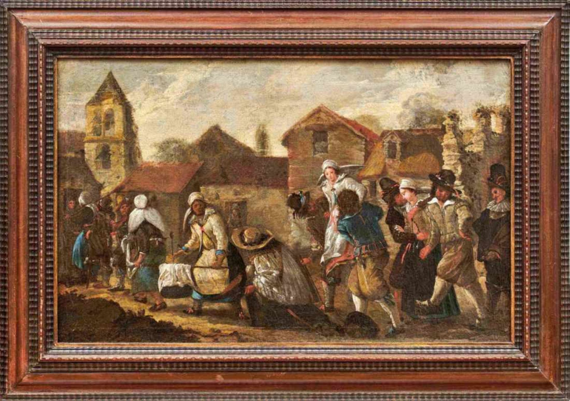 Ländliche HochzeitsgesellschaftFlämischer Maler des 17. JahrhundertsProzession aus bäuerlichen, aber