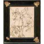 zurückgezogenTwo riders on horsebackItalian old master drawing of the 17th C.Ink pen on laid
