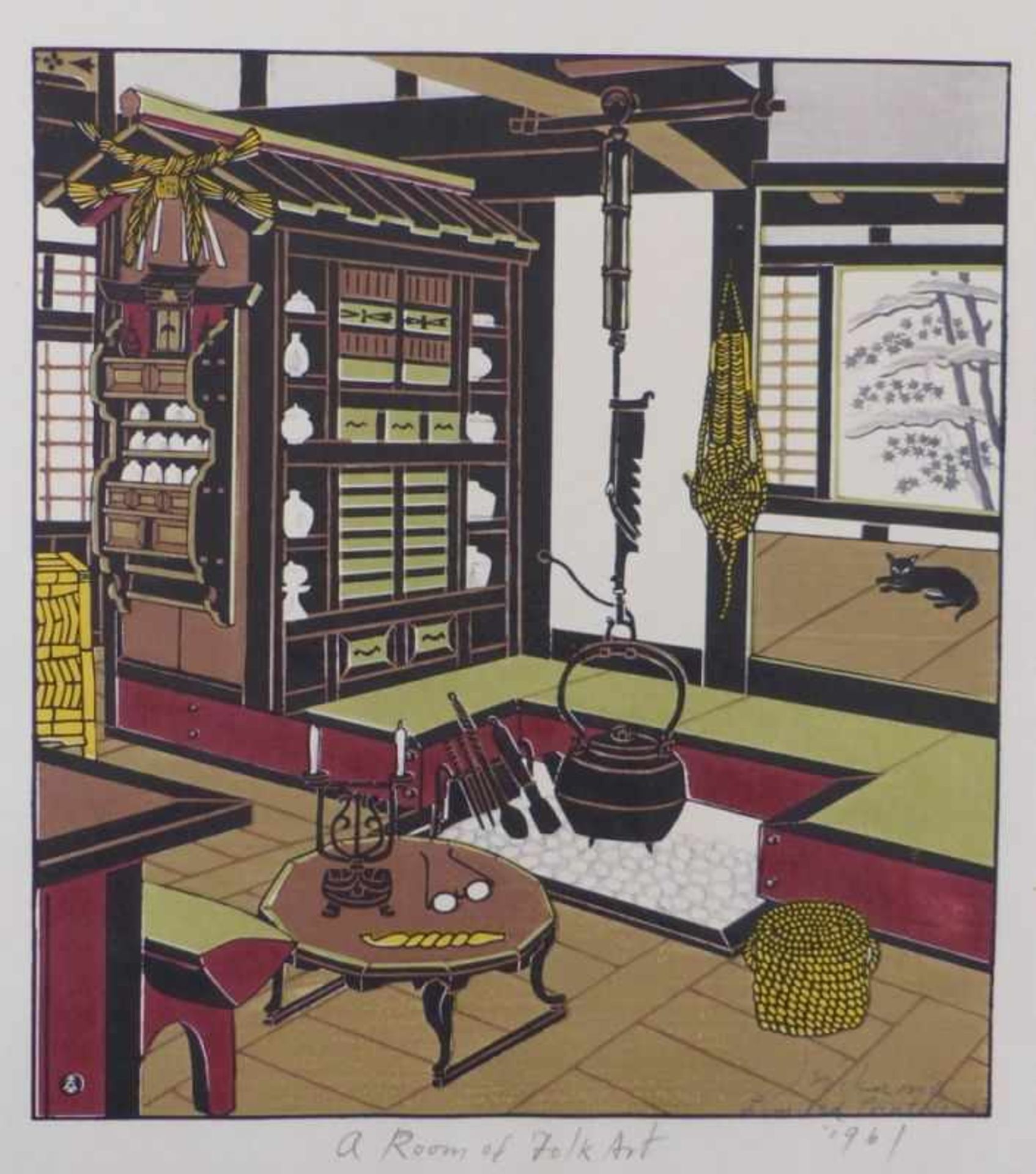 Drei Blatt moderne japanische Graphiken20. Jh.Kaoru Kawano (1916-1965): "Dancing Figure (Snow - Image 4 of 4