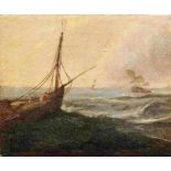 Holländischer Marinemaler des 17./18. JahrhundertsSegelschiffe in stürmischer SeeÖl/Lwd., doubl.