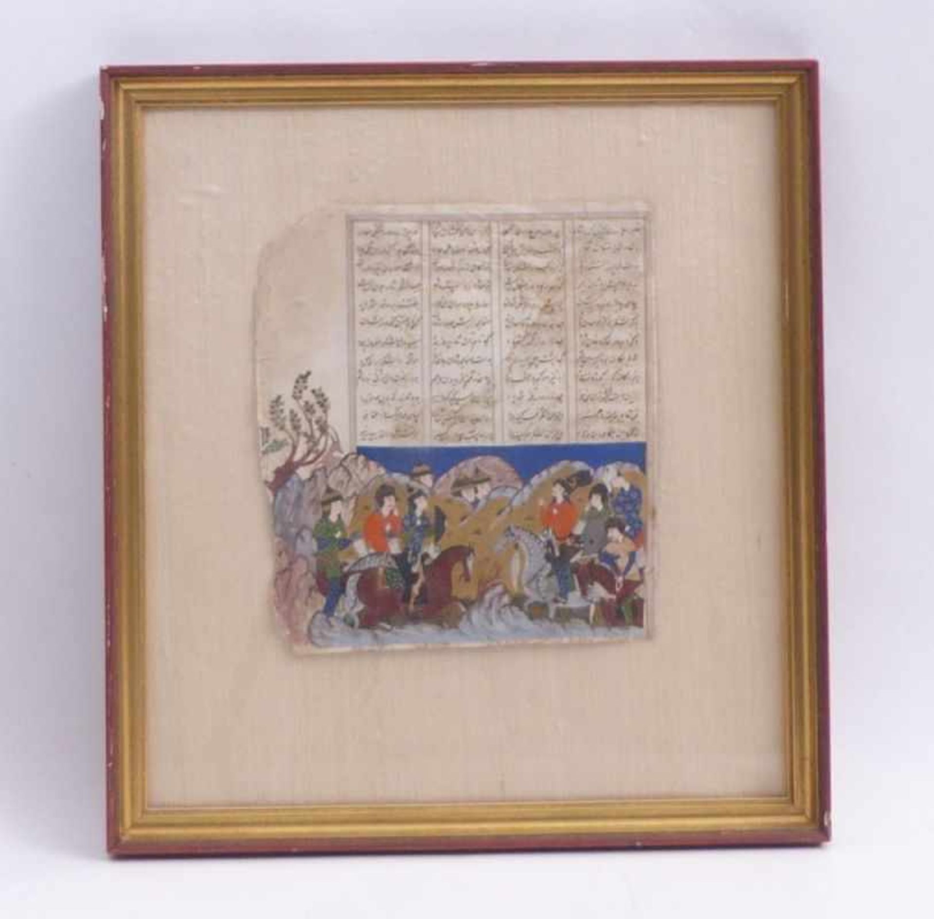 Indo-persische MiniaturAus einer Schahname-Handschrift (Königsbuch)Begegnung in den Bergen, - Bild 2 aus 2