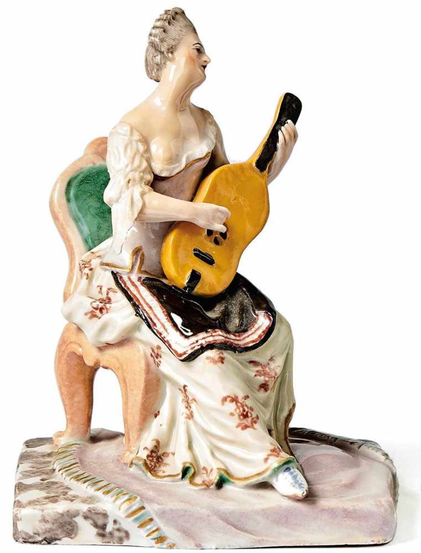 GitarrenspielerinLudwigsburg, um 1765Entwurf Joseph Nees, 1764/67. Auf rechteckigem Sockel mit