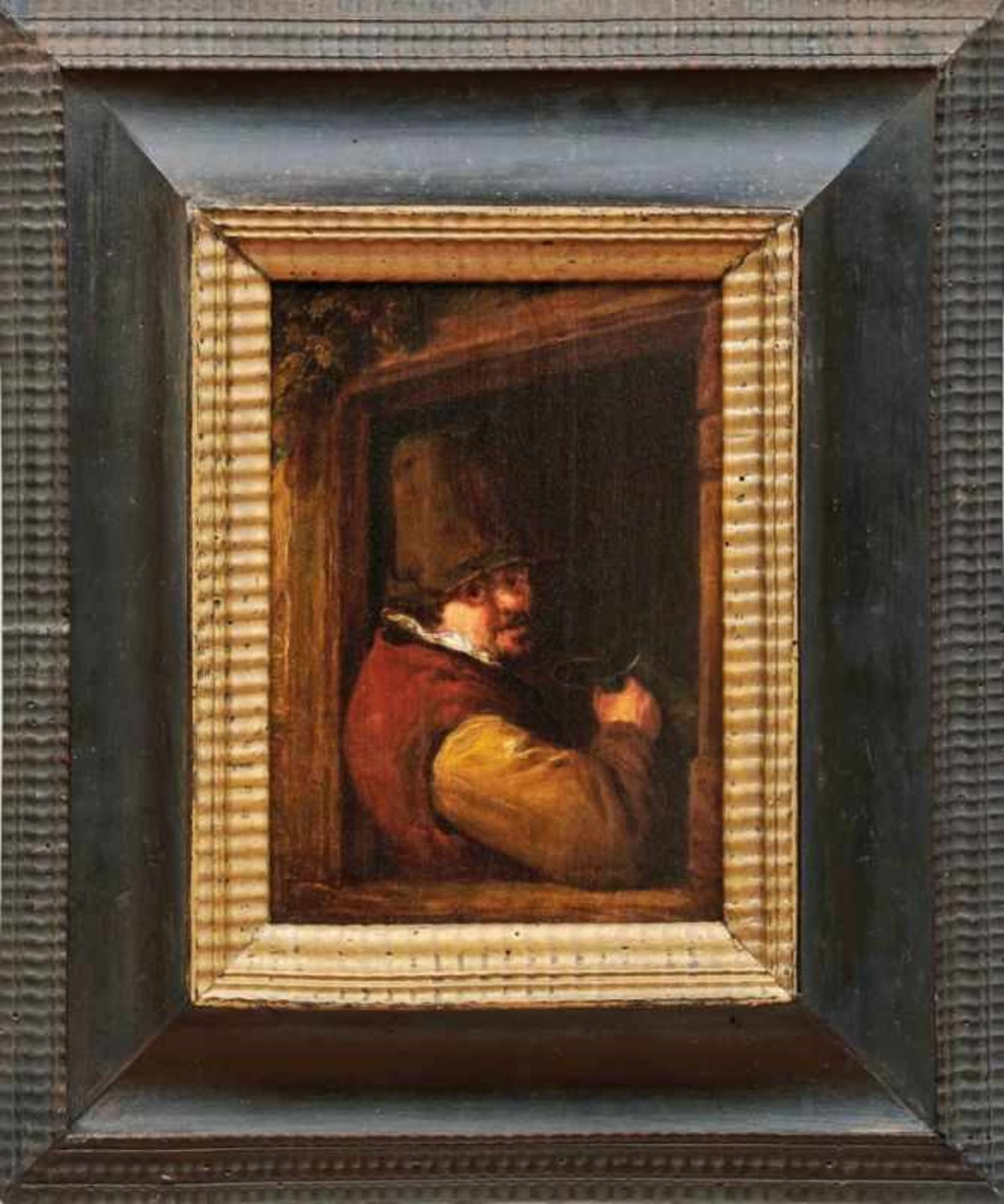 Ostade, Adriaen van - Umkreis desBauer mit Weinkrug am FensterÖl/Eichenholz. 21,5 x 16 cm.