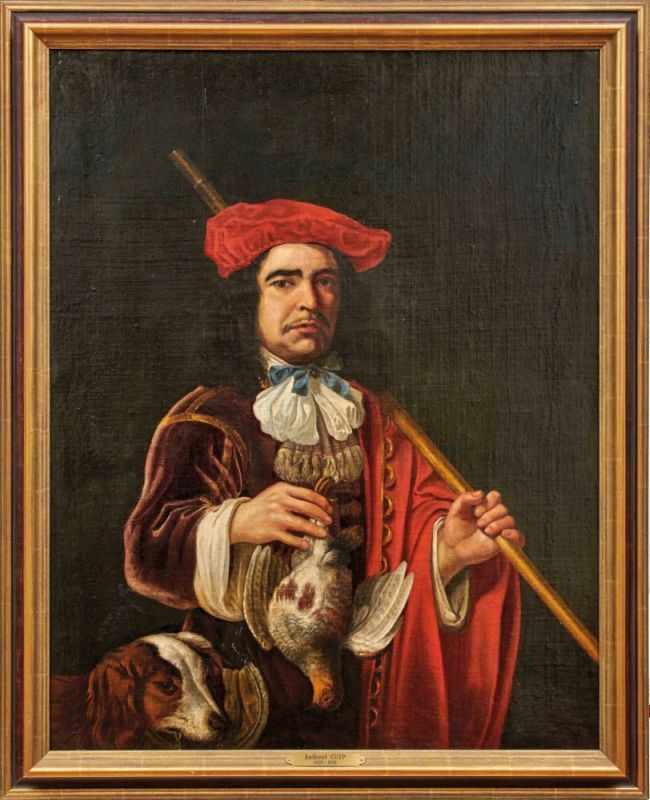 Cuyp, Aelbert Jacobsz (Attrib.)Bildnis eines Jägers mit totem Rebhuhn und Jagdhund(Dordrecht 1620-