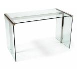 Glass console tableItaly, 2nd half 20th c.Glass sides and top, edges and frame reinforced with