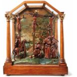 Calvary in the shrineTyrol, around 1700Display case glazed on three sides with Corinthian columns as