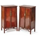 Two cupboardsChinaRectangular high form with partly curved, partly openwork frame, two doors, the