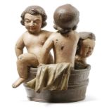 Three boys in a tub as attribute of Saint Nicholas of Myra18th C.Carved and polychrome painted wood.