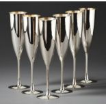 Six champagne flutesBozen, ArgenteriaSilver. Hallmarks, maker's number ''104'' and mark,