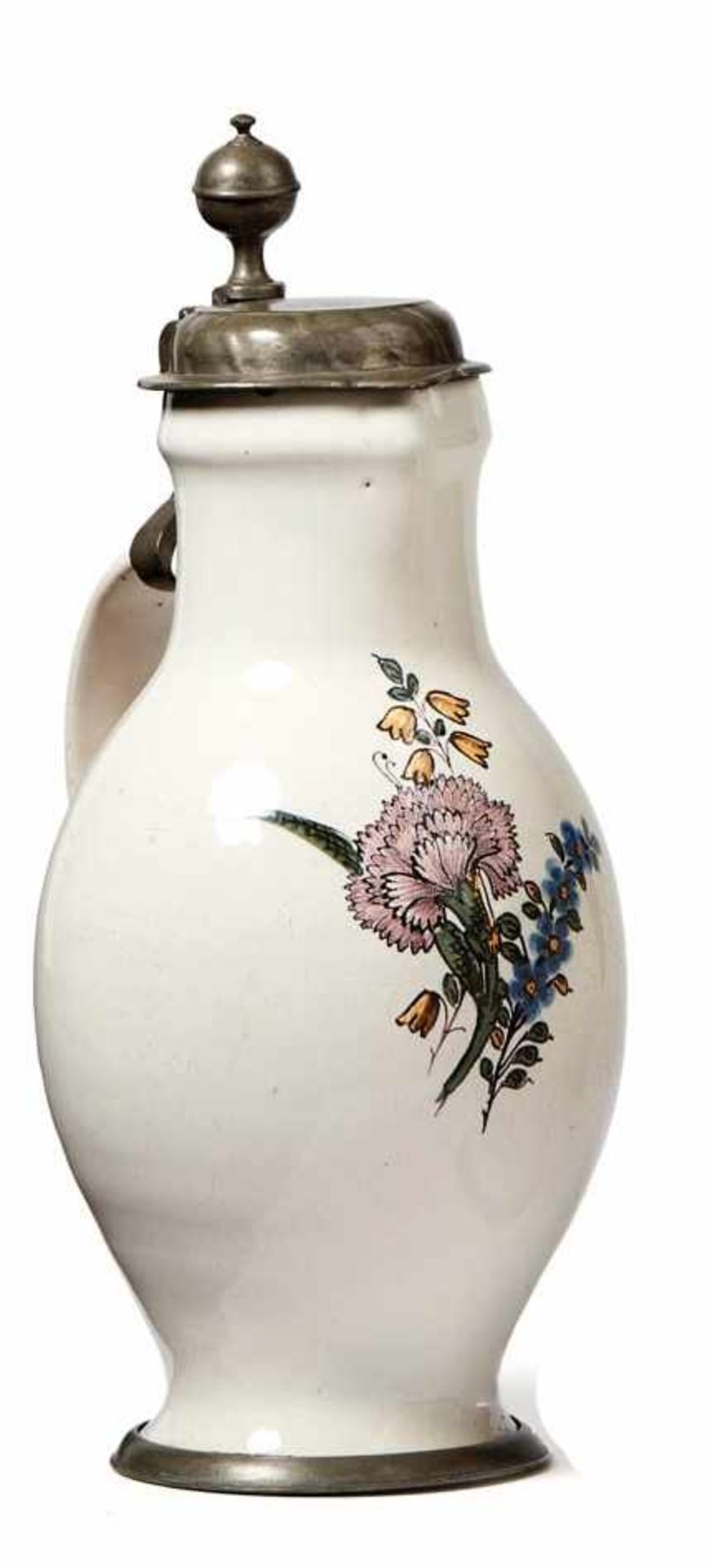 Pear shaped jug with flower decorationSouthern Germany, probably Bayreuth, 18th c.On the front