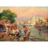Jelinek, RudolfFish market in Venice(Brno 1880-1958) Oil on canvas. Signed lower right. 60 x 80