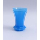 Biedermeier cupBohemia, around 1845Conically swinging, faceted shape, stepped lip edge. Light blue