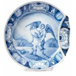 Small plate with the fight between Jacob and the angelNuremberg, about 1723-1763Round, smooth
