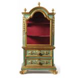 Miniature cabinetNorth Italy, probably Venetia, 18th C.Conifer wood, painted and partly gilt. 73 x