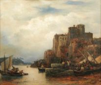 Achenbach, AndreasView of Porto Venere at Spezia(Kassel 1815-1910 Düsseldorf) Oil on panel. Signed