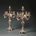 Pair of large Louis XV-style candelabrasFrance, probably Paris, 19th century.Round, open worked foot