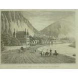 ''Bad Ems auf dem Weg nach Nassau''Germany, 19th c.View with travellers at the river. Steel