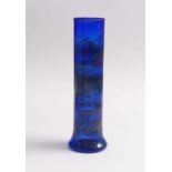 Bäz-Dölle, WalterVase(Lauscha 1935 born) Cobalt blue glass with wavy red threads and metal oxide