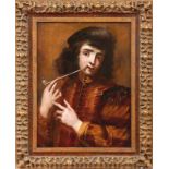 Cossiers, JanYoung man with tobacco pipe(Antwerp 1600-1671 ibid.) Oil on wood, panel cradeled. 64.