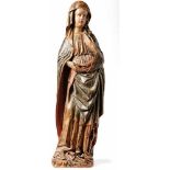 Mourning MaryCirca 1460Our Lady standing on a natural pedestal with a veil in a pleated garment