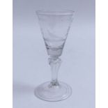 Small souvenir cupBohemia, 18th c.Arched foot with pontil mark and lowered rim, faceted shaft with