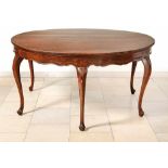 Large baroque tableItaly, 18/19th c.On six curved legs slightly wavy, profiled frame and round