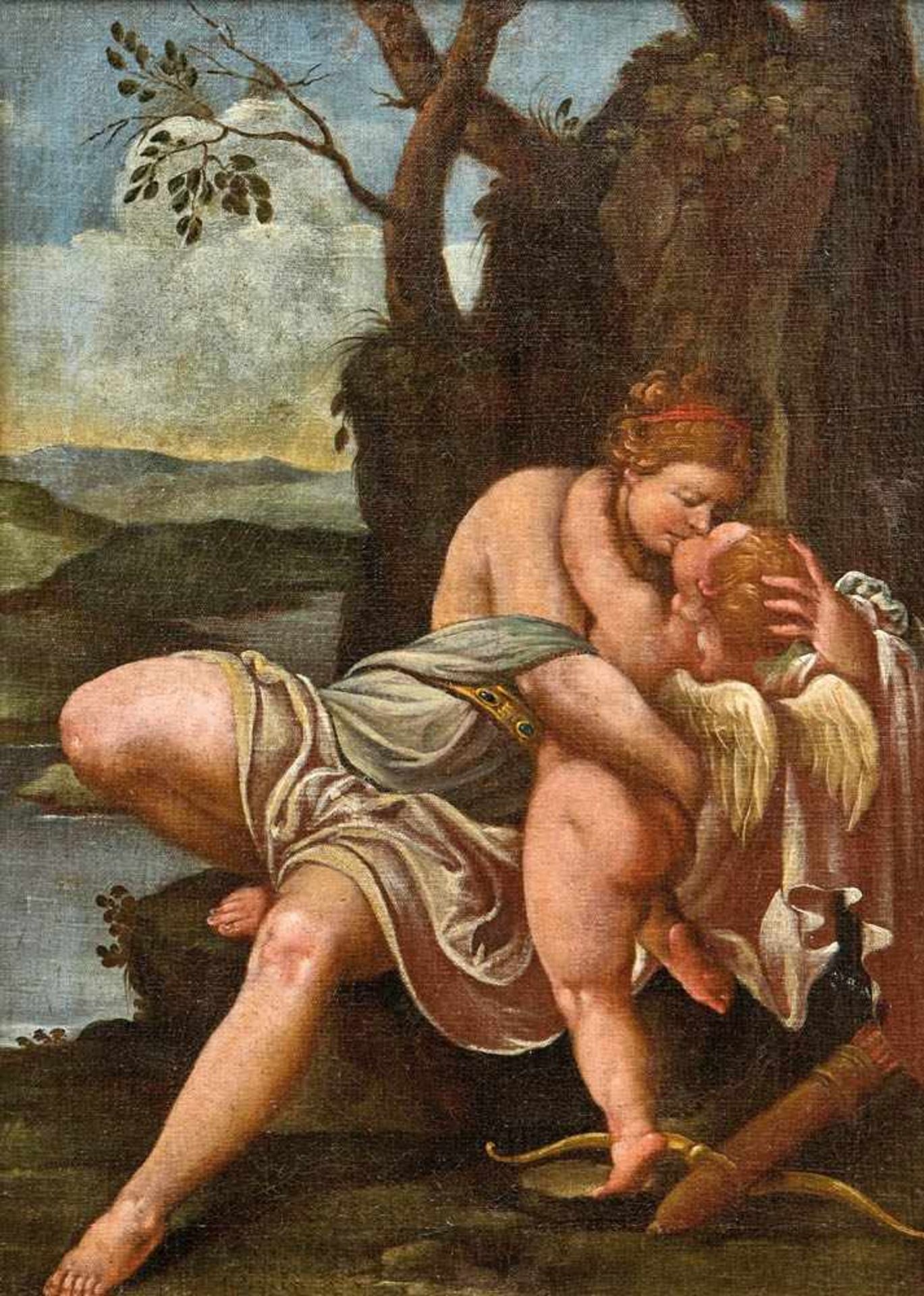 Varotari, Alessandro, named Il PadovaninoVenus and Cupid(Padua 1588-1648 Venice) Sitting on a rock