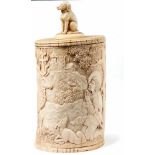 Eckhart, Georg AugustLarge ivory lid box(1817-1890) Oval corpus with circulating relief depicting