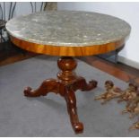 Salon tableMid 19th c.High frame on triangular foot with curved legs and baluster shaft with applied