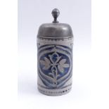 TankardWesterwald, around 1800Frontal cartouche with large stylized flower branches. Grey, salt