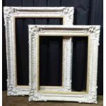 Two baroque style framesModernConiferous wood, carved, white painted and partly gilded. Clear