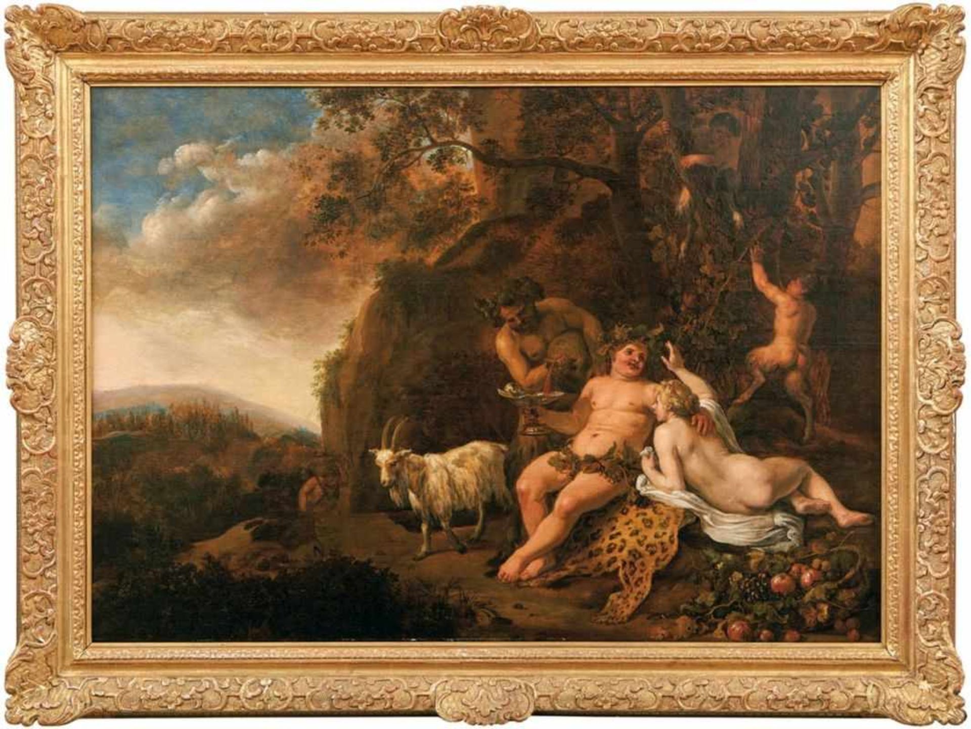 Bacchus and AriadneFlemish master of the 17th centuryA small feast on a hill sheltered by rocks with