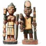 Pair of cult figures of the YorubaNigeria, End 19th c.Male and female standing figure with
