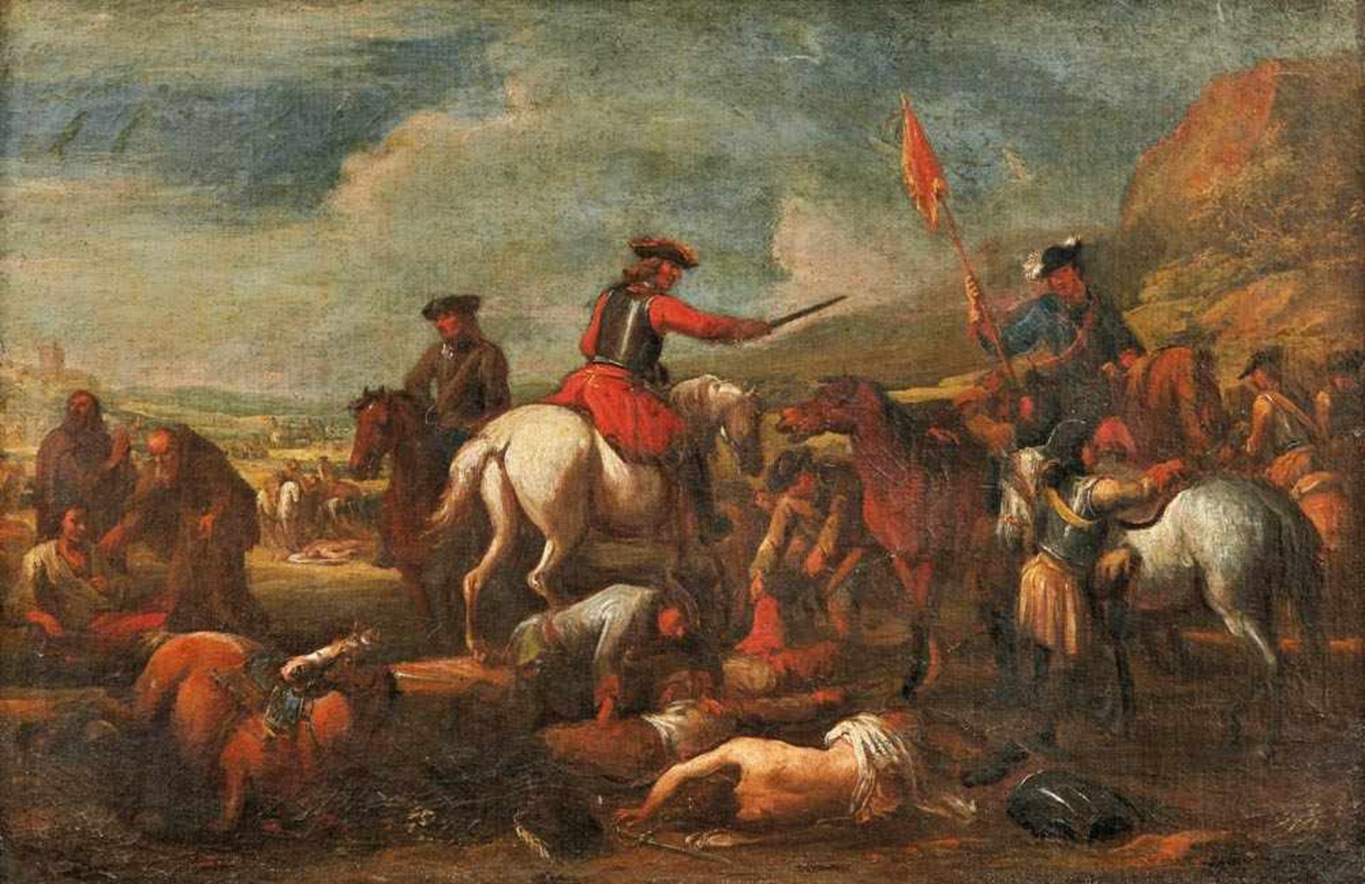 Parrocel, Joseph (attributed to)Battalion scene(Brignoles 1646-1704 Paris) Oil on canvas. 49 x 73.