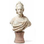 Labatut, Jules JaquesBust(1851-1935) On a profiled pedestal, bust of a noble lady in a garment