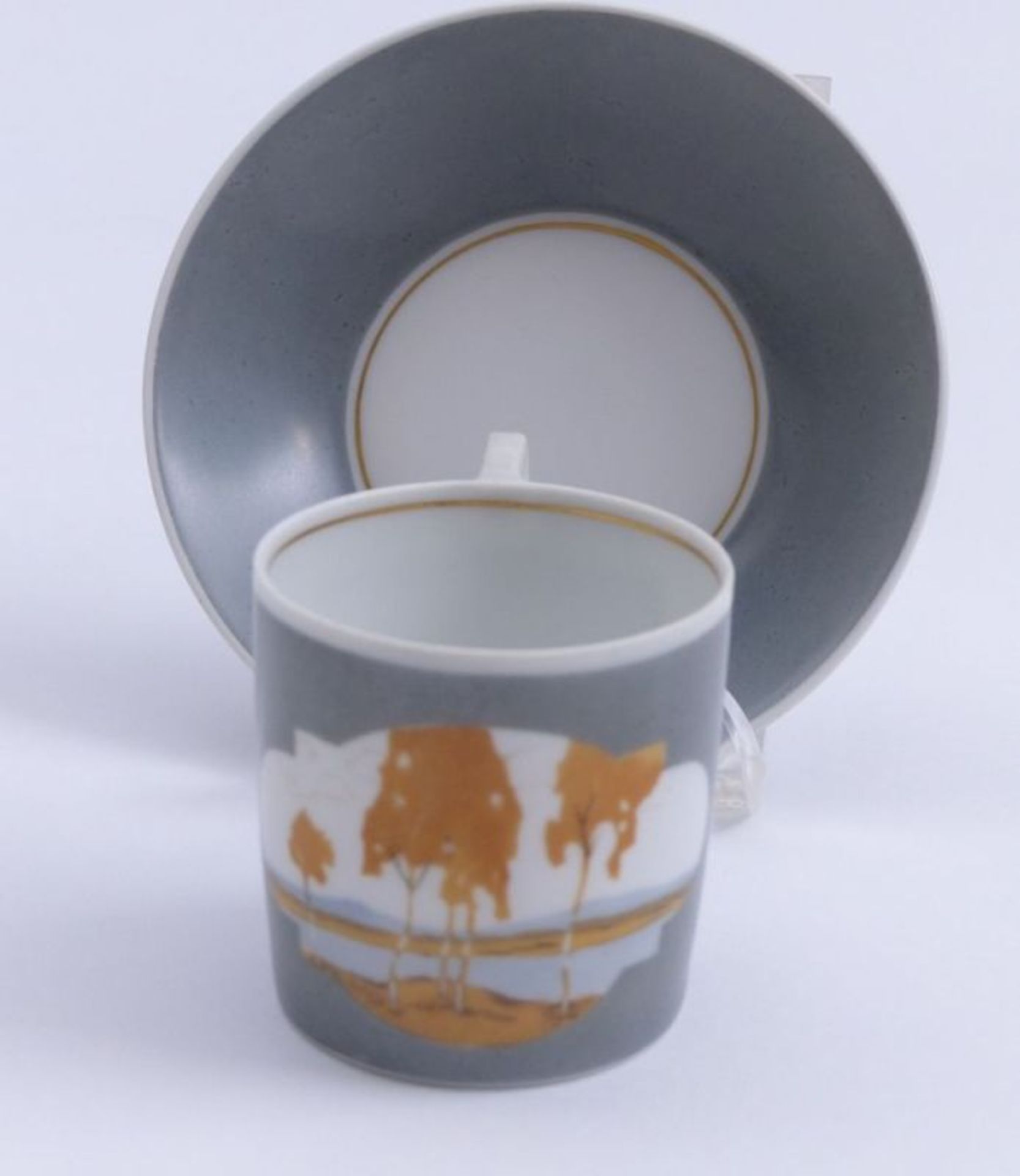 Sieck, RudolfMocha cup with landscape medallion and saucer(Rosenheim 1877-1957 Prien) For - Bild 2 aus 2