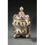 Ball foot cup with lidStanislau (Galicia), c. 1787The wall is decorated with two rows of