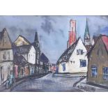 Greiner, AntonRoad in ''Ribe'' - Denmark(Bamberg 1914-2006 ibid.) Mixed media/hard fibreboard.